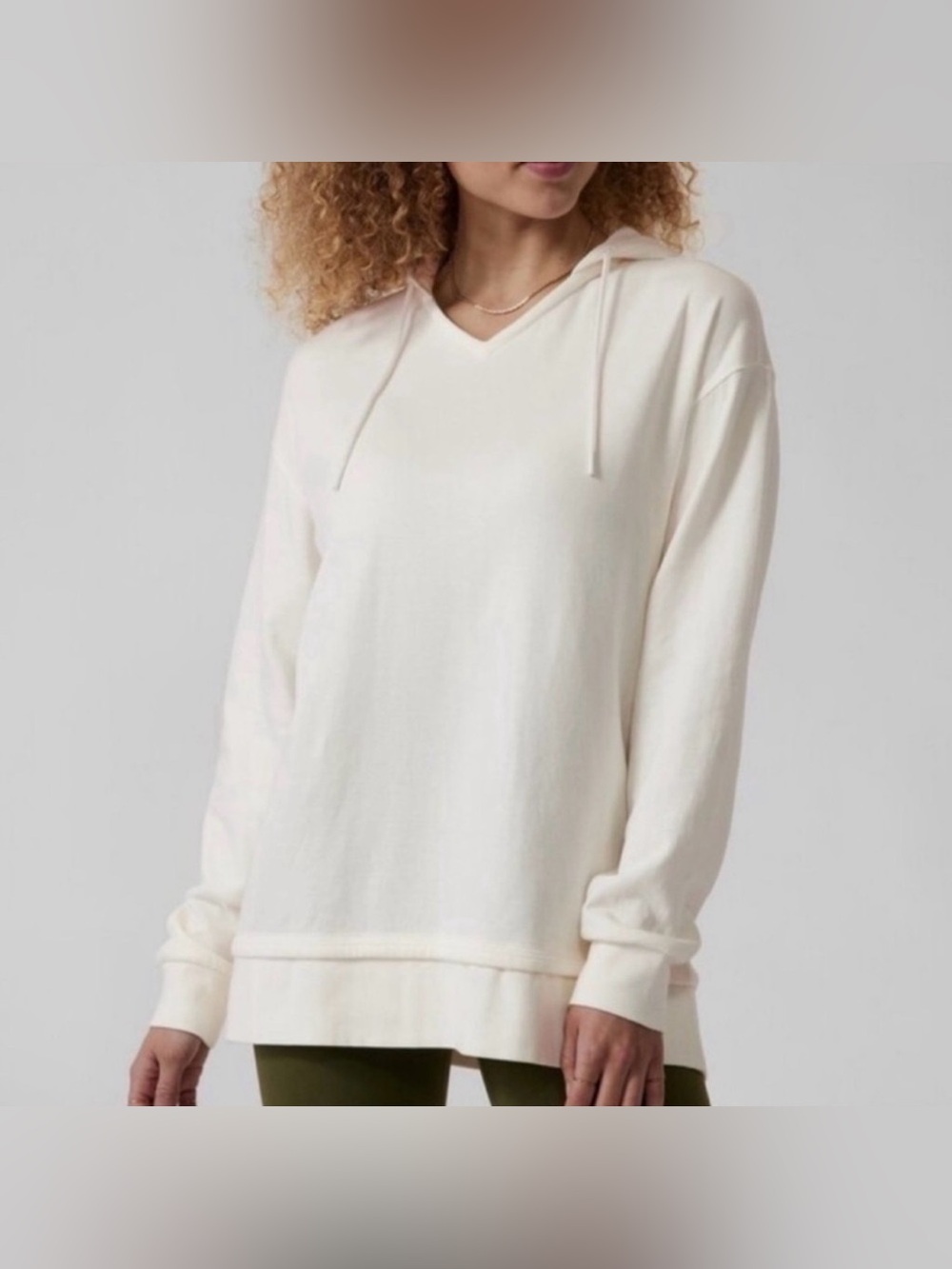 Athleta Sundown Alliance Cream V-Neck Pullover Hoodie
